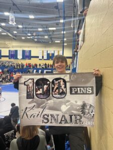 Kail Snair picked up his 100th pin at the district tournament.